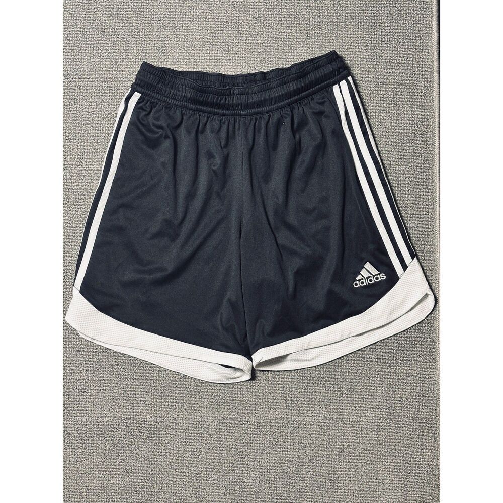 Adidas Athletic Soccer Shorts Black White Size M
